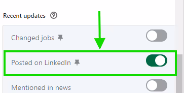 "posted on LinkedIn" feature of Sales navigator