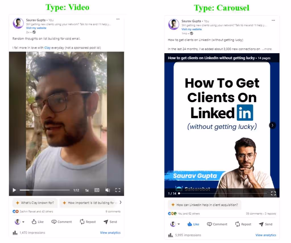 Types of LinkedIn formats