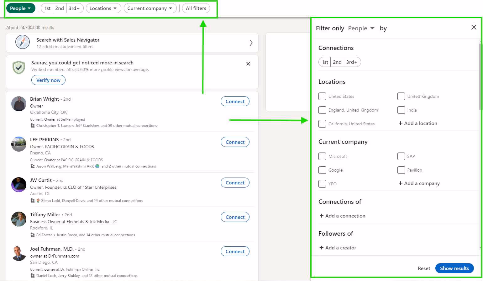 Advanced LinkedIn search