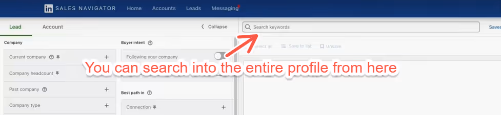 LinkedIn Sales Navigator search.