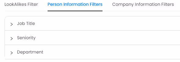 Person information fiters in Lookalike search.