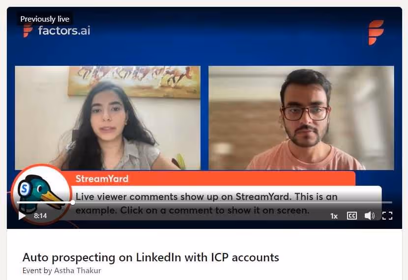 A screenshot of a live LinkedIn event.
