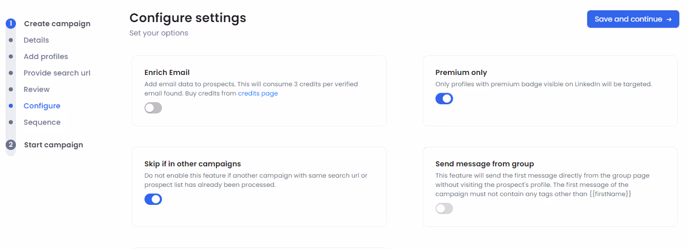 Configure your settings page.
