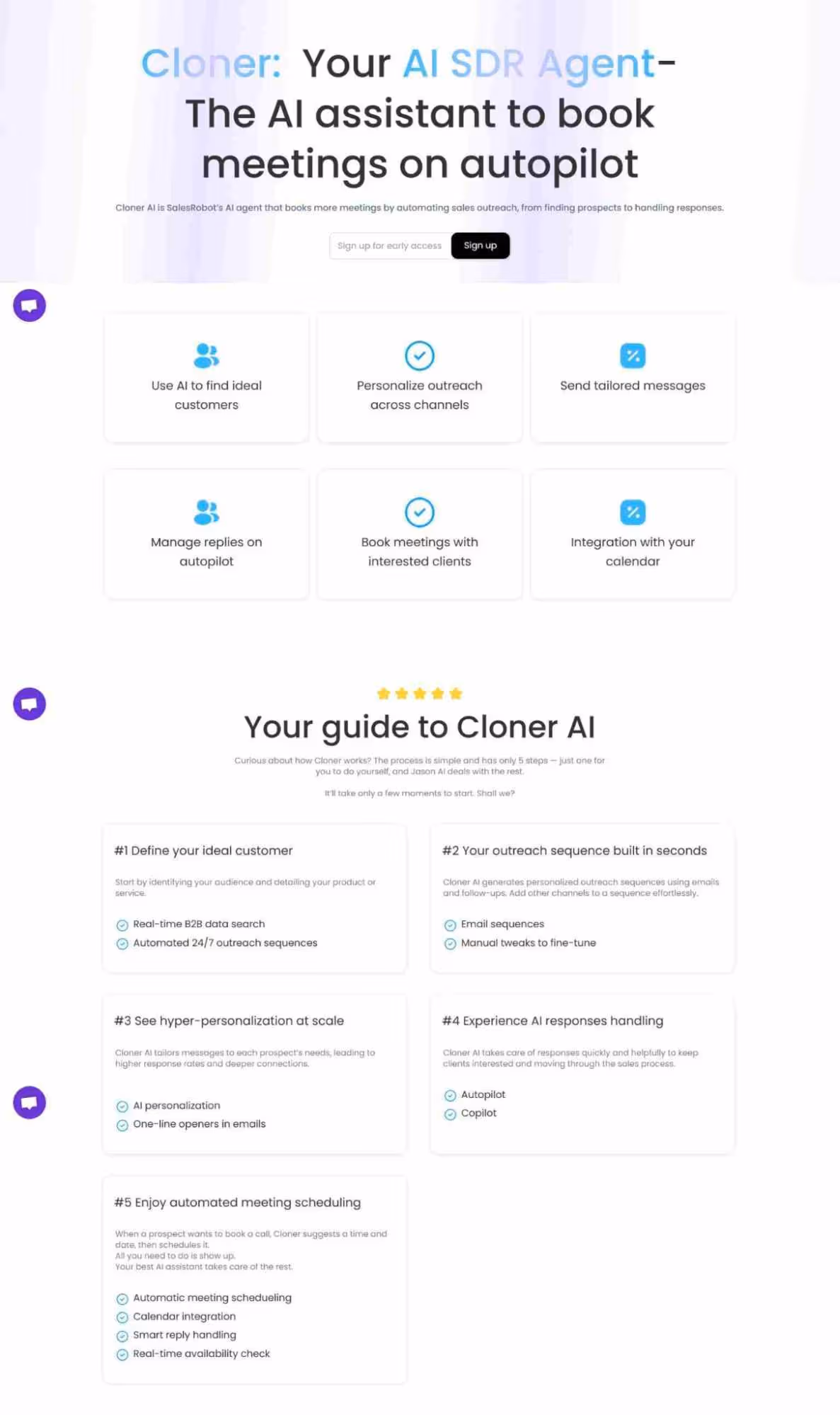 SalesRobot's AI assistant feature page.