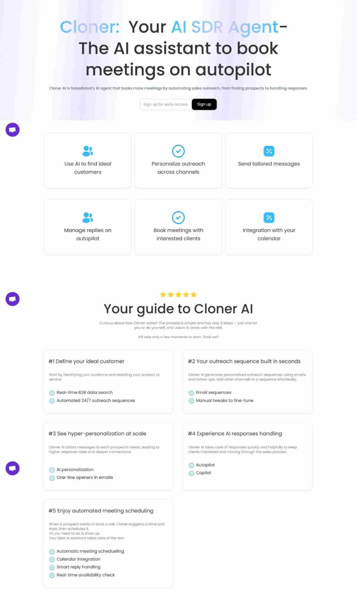 SalesRobot's AI assistant feature page.