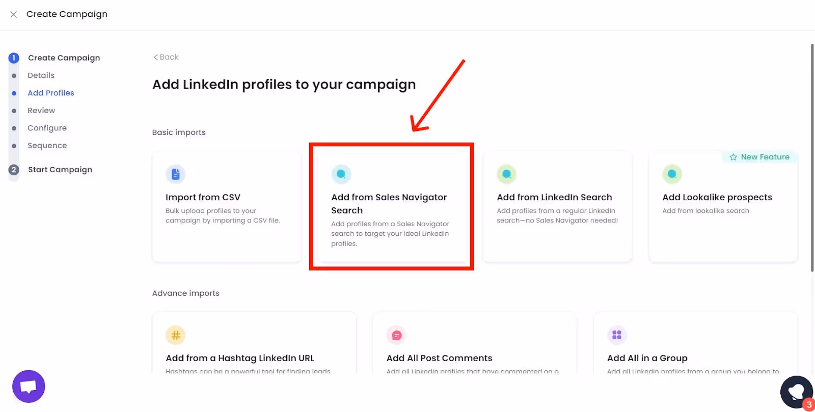 salesrobot campaign add sale nav search url