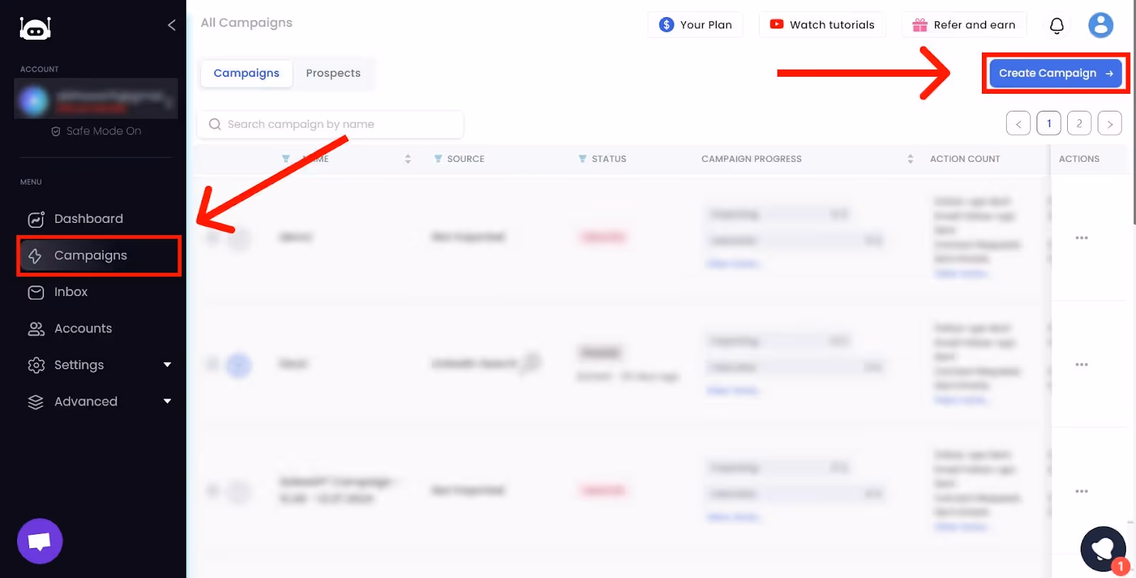 salesrobot campaign creation
