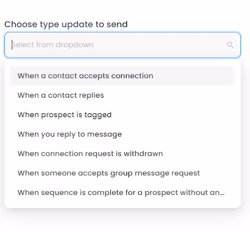SalesRobot trigger choices
