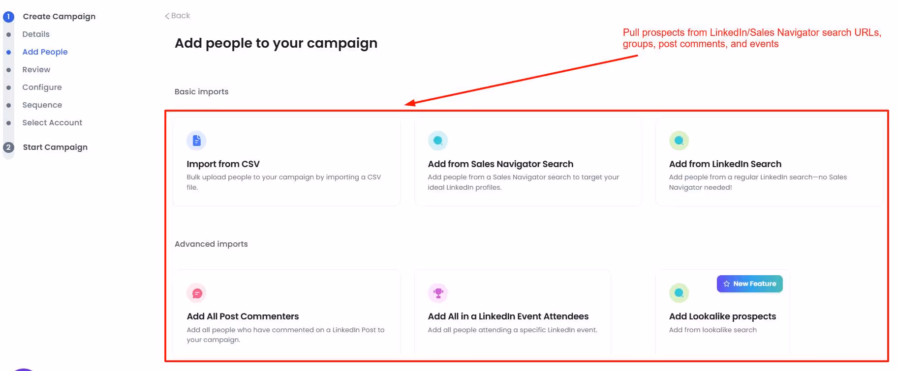 SalesRobot prospect pull options