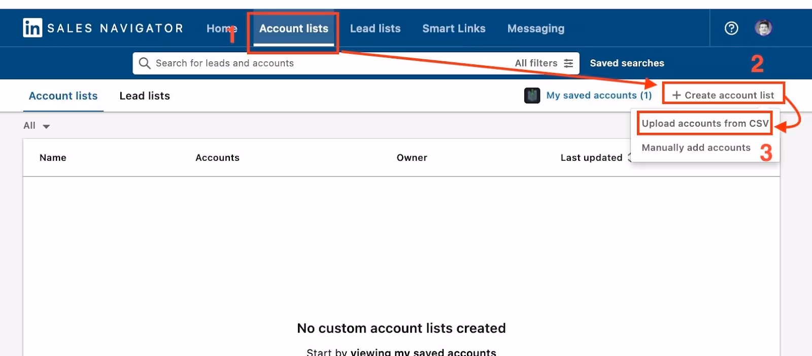 account list in sales navigator advanced