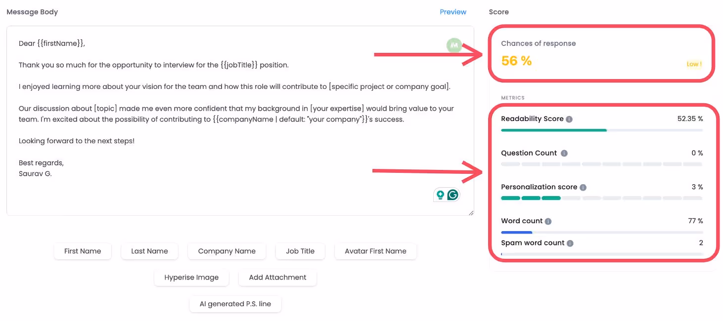 After interview Follow up email template 4
