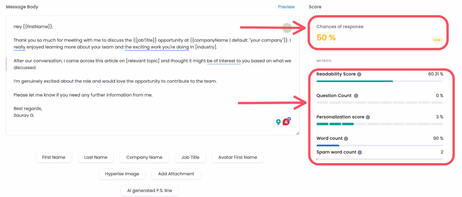 After interview Follow up email template 5