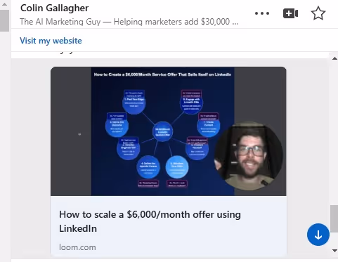 Colin Gallagher promoting a $6,000/month LinkedIn service.