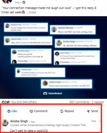 A LinkedIn post with positive comments and engagement.