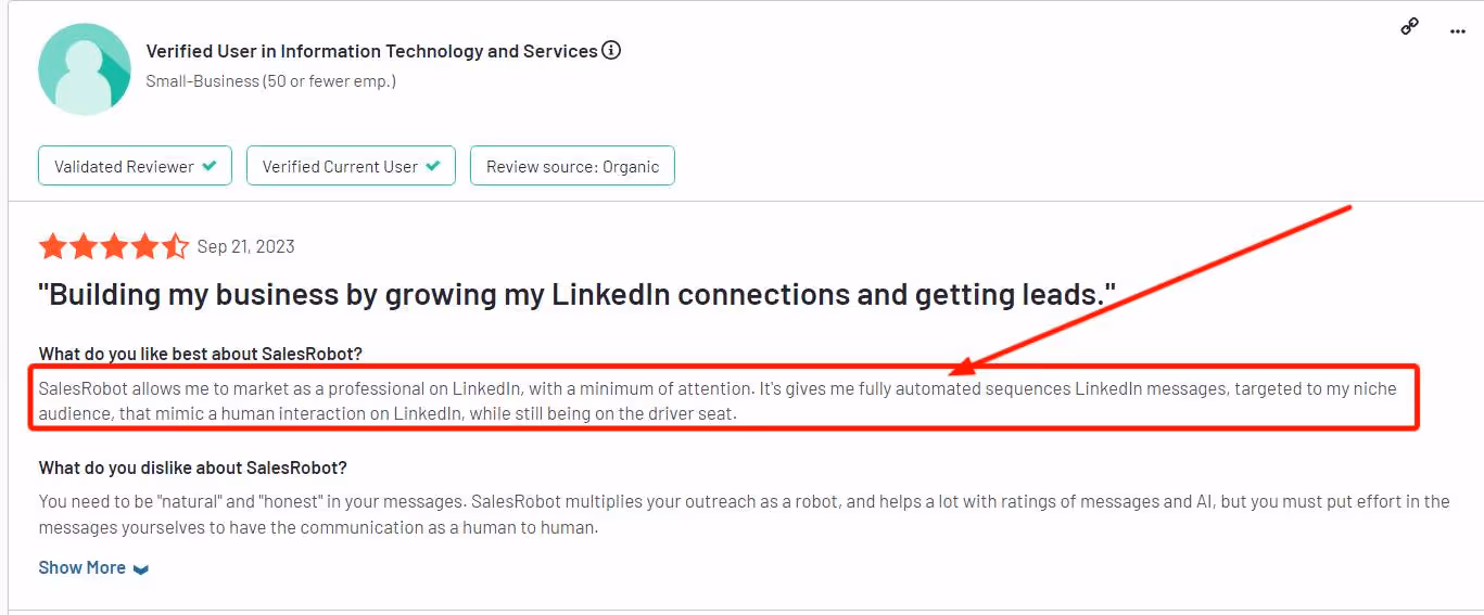 Salesrobot Review highlighting automation