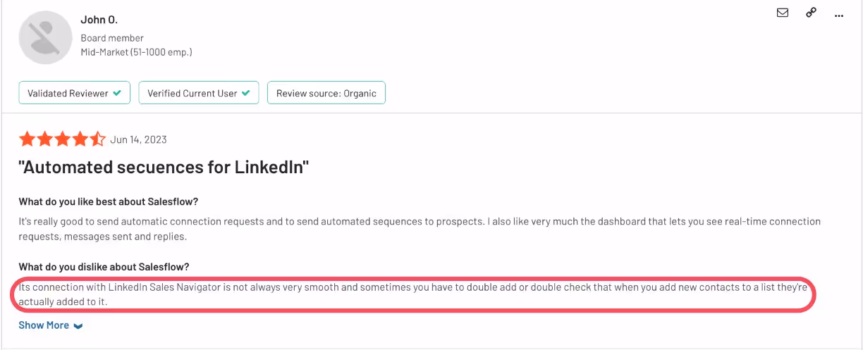 Salesflow negative review