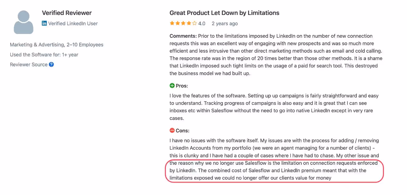 Salesflow negative review