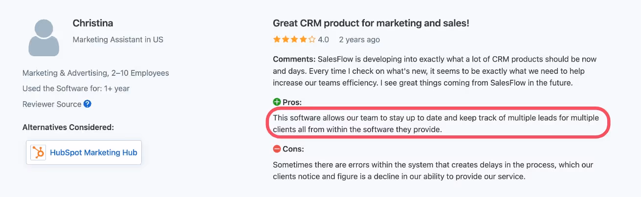 Salesflow positive review