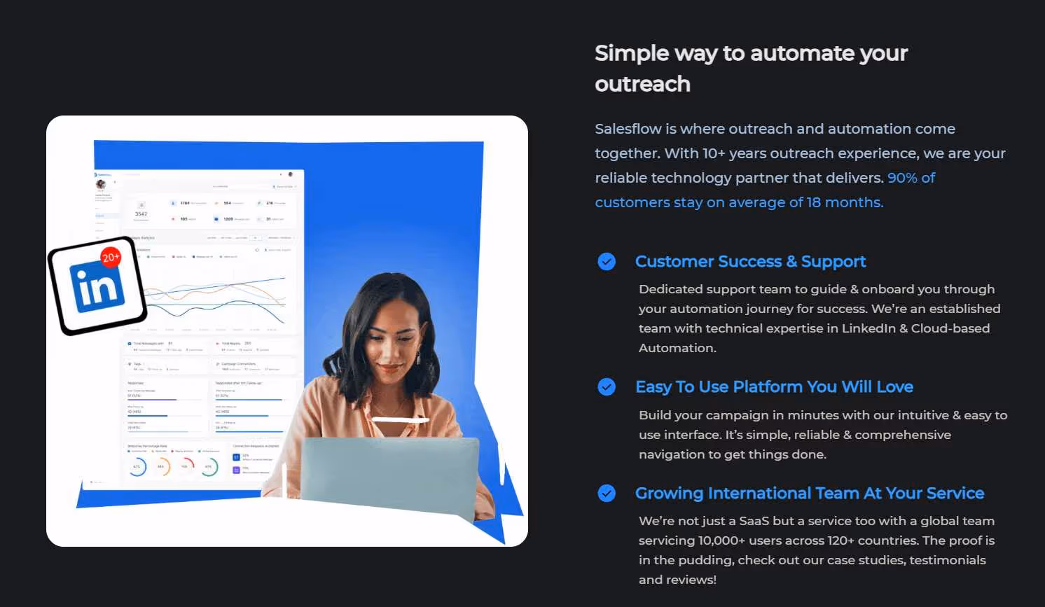 Salesflow automation and outreach platform interface.