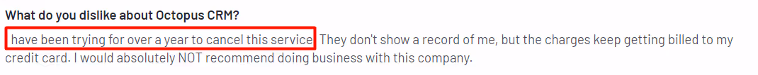 Review of person that couldn't cancel Octopus CRM subscription
