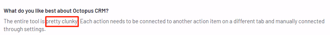 Review talking about Octopus CRM's clunky interface