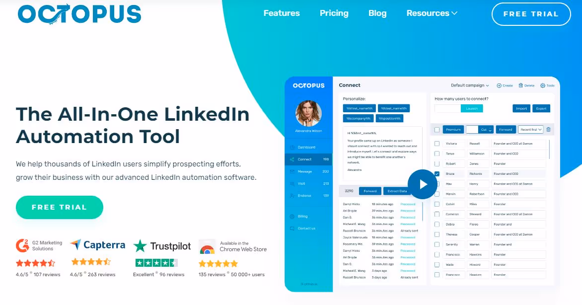 Octopus CRM home page