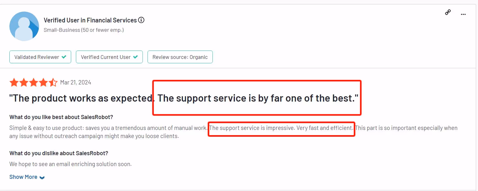 SalesRobot review on G2