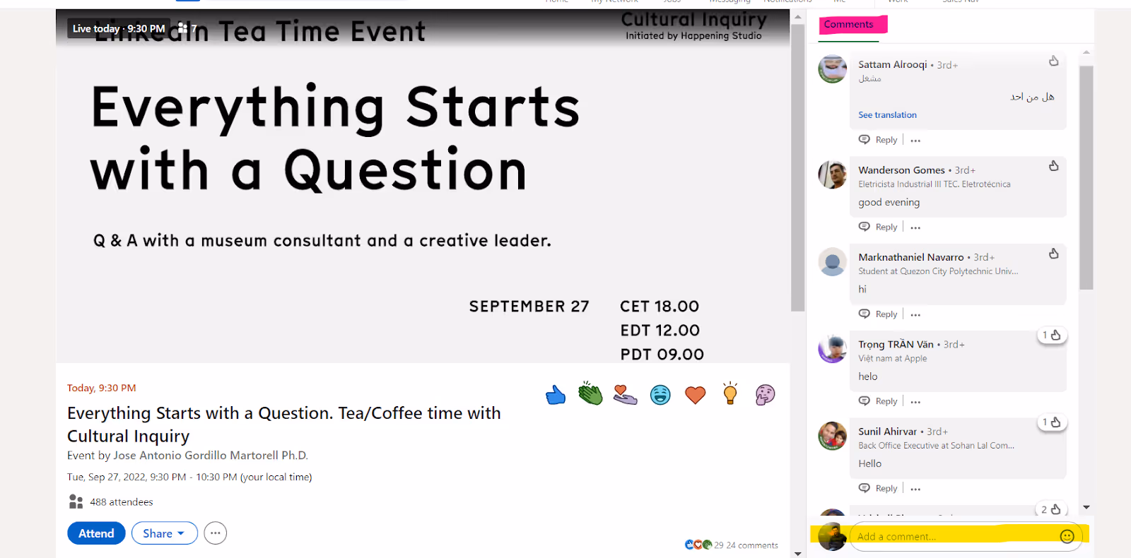 Message your attendees before and after the LinkedIn event