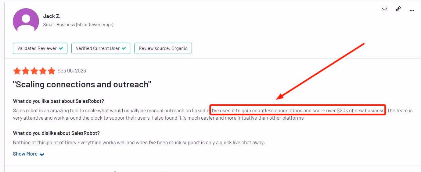 Salesrobot Review highlighting positive results