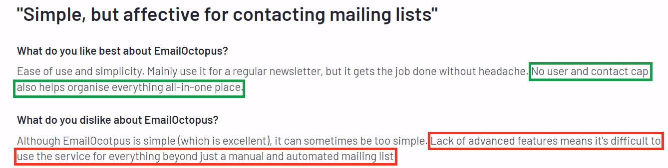 Email octopus review on g2