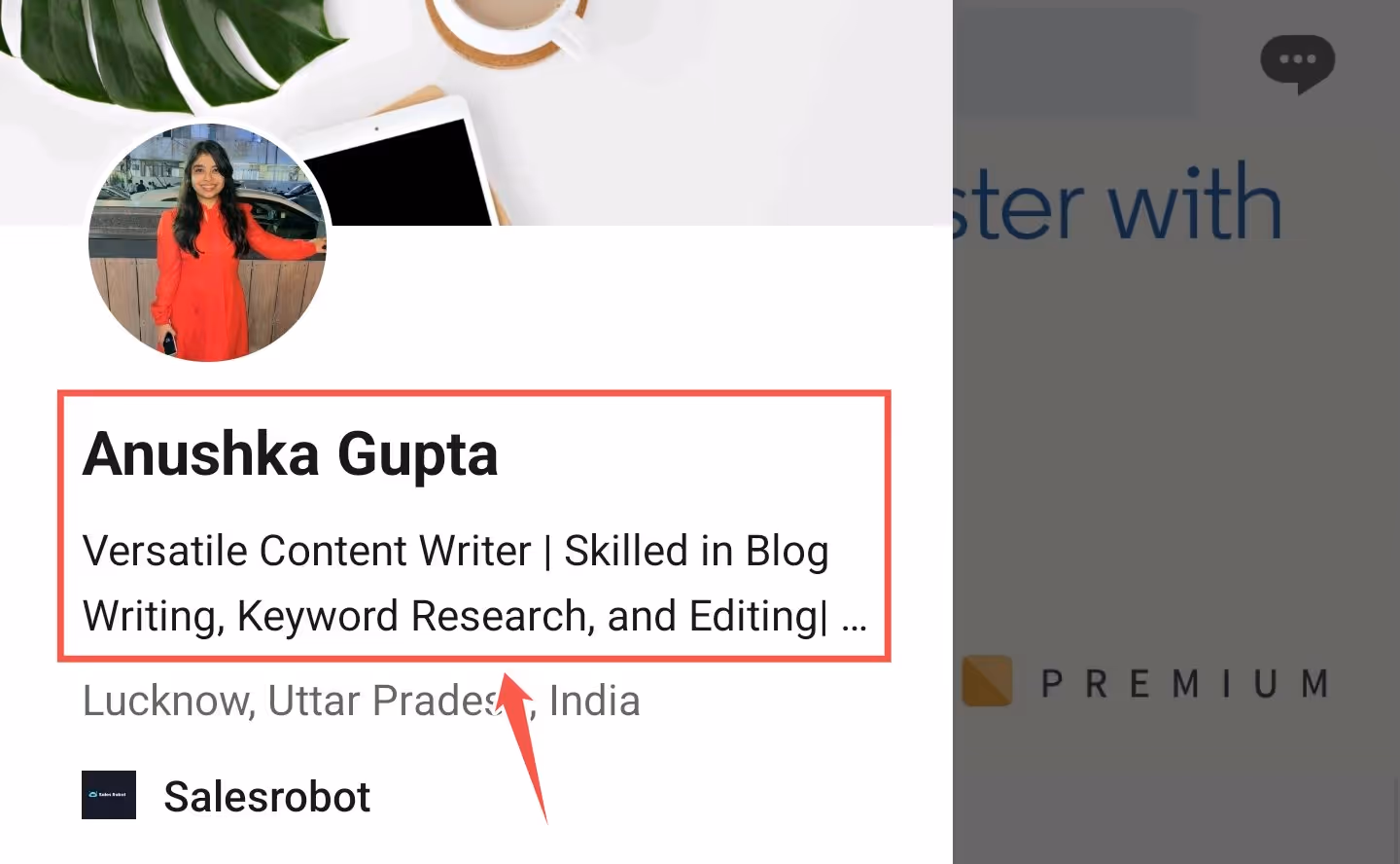 profile description on linkedin app