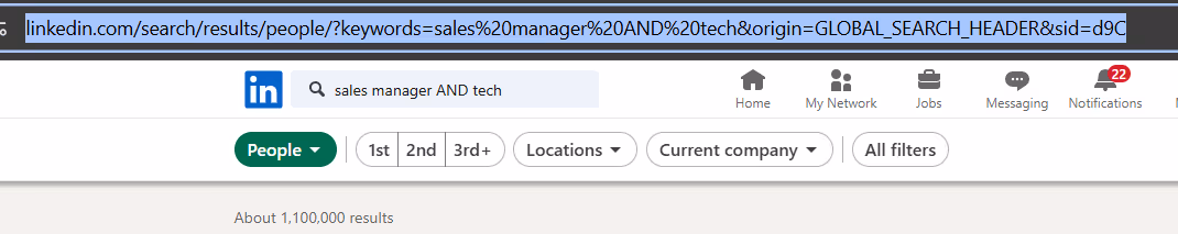 Copy LinkedIn Search URL