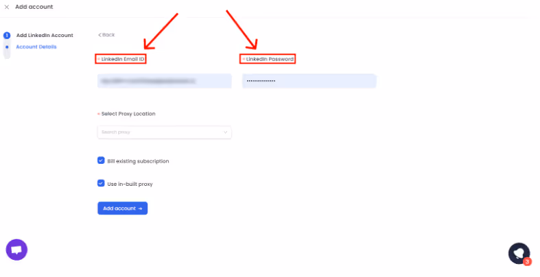 add acount details page