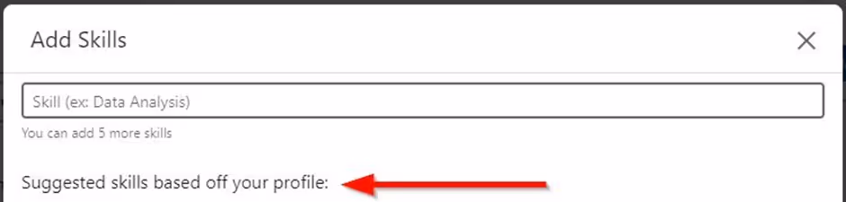 Suggested skills option under add skills.