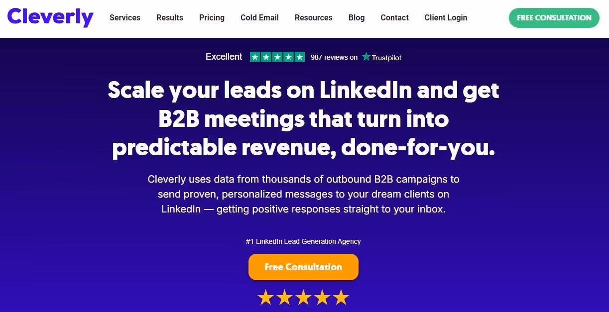 Cleverly website advertising lead generation services on LinkedIn.