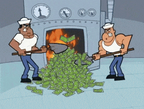 Gif indicating wasting money