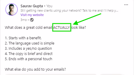 Capital letters formatting example