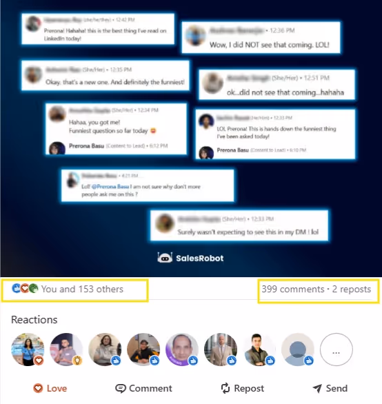 number of comments in the viral post