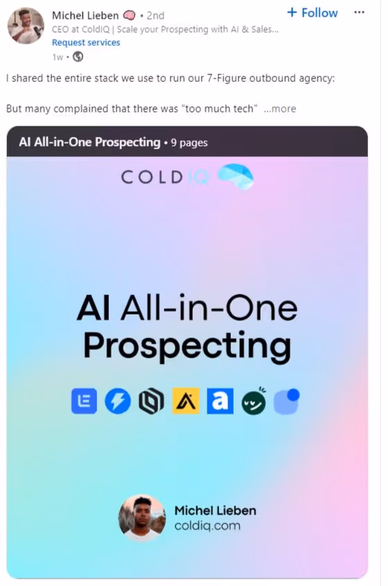 LinkedIn post idea example of Tools to Try
