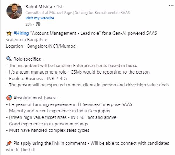 LinkedIn post idea example of Job Resources