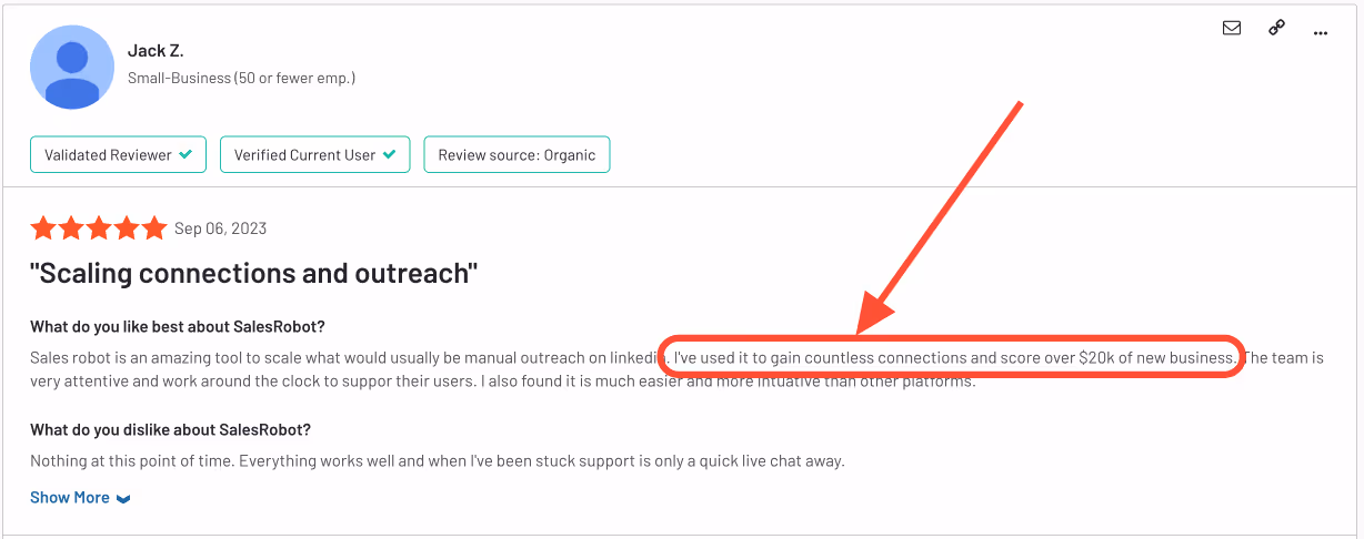 G2 review of SalesRobot