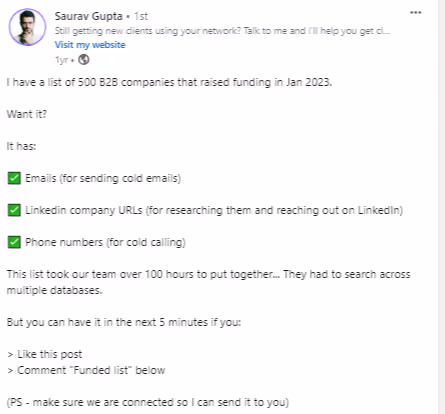 LinkedIn post idea example of Free Resources