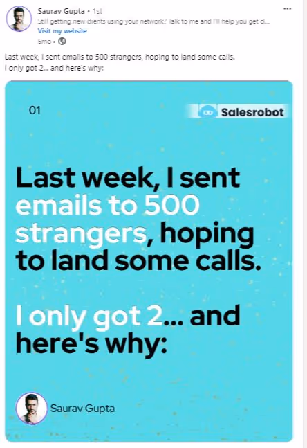 LinkedIn post idea example of Research Insights