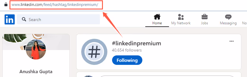 link of hashtag from the hashtag's page on LinkedIn