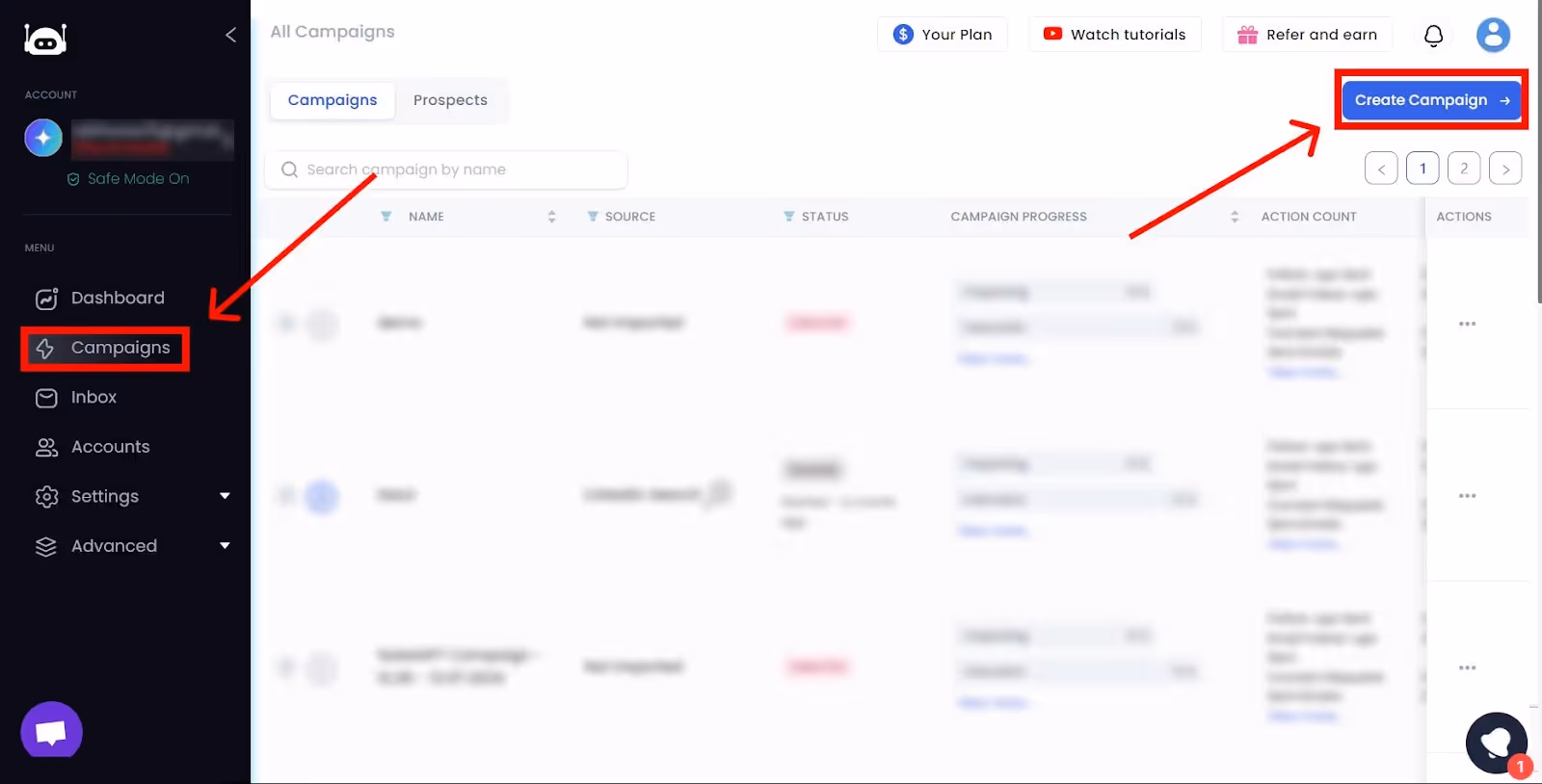 salesrobot campaign creation