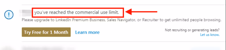 warning about reaching commercial use limit