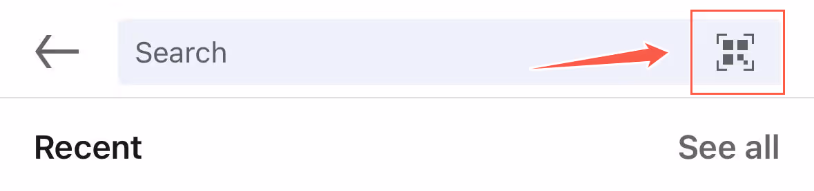 QR code in the search bar in LinkedIn app