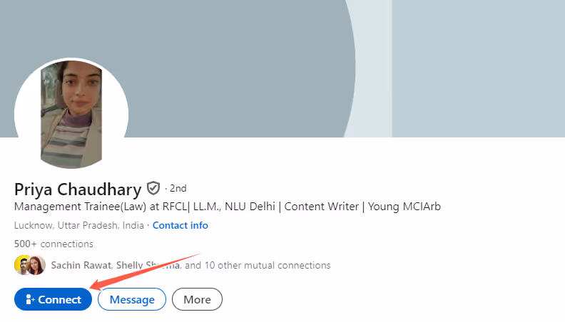 'Connect' button LinkedIn profile