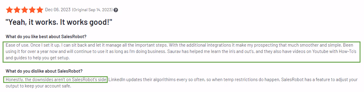 salesrobot review on g2