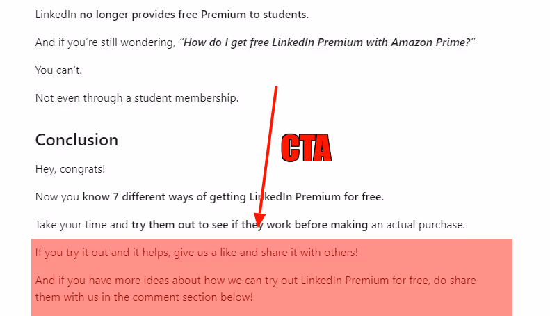 LinkedIn article with a clear, compelling call to action.